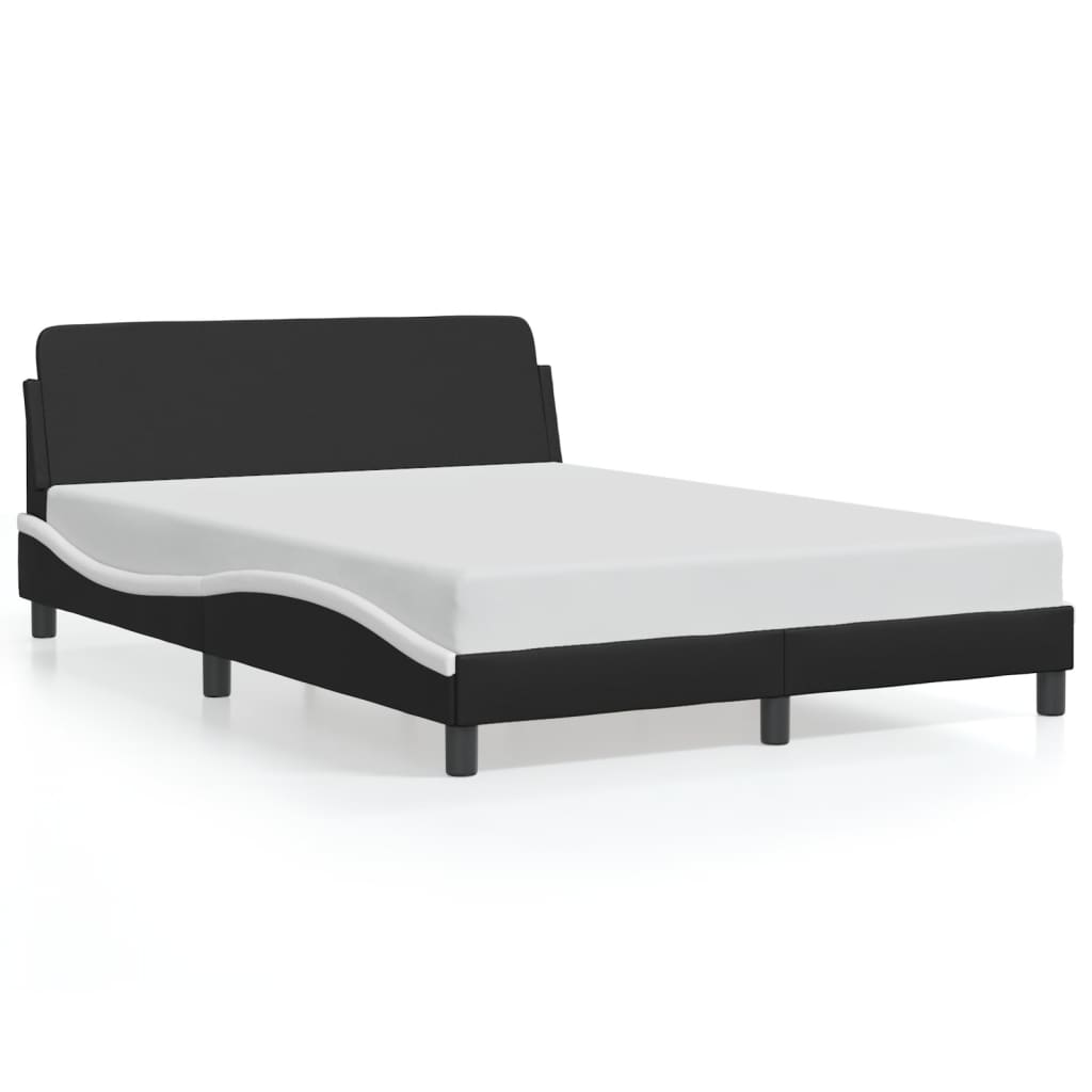 vidaXL Cadru de pat cu tăblie, negru/alb, 120x200 cm, piele ecologică vidaXL Cadru de pat cu tăblie, negru/alb, 120x200 cm, piele ecologică