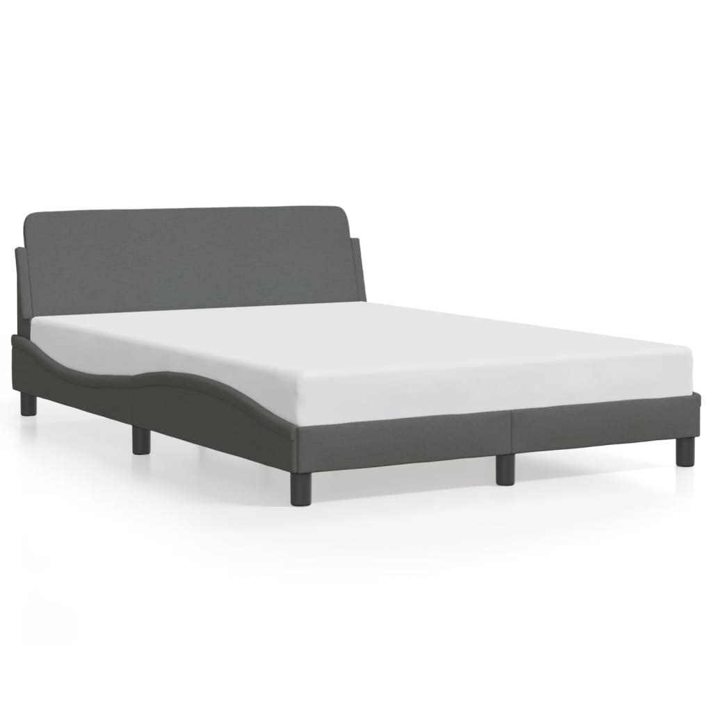 vidaXL Cadru de pat fără saltea, gri închis, 140x190 cm, textil