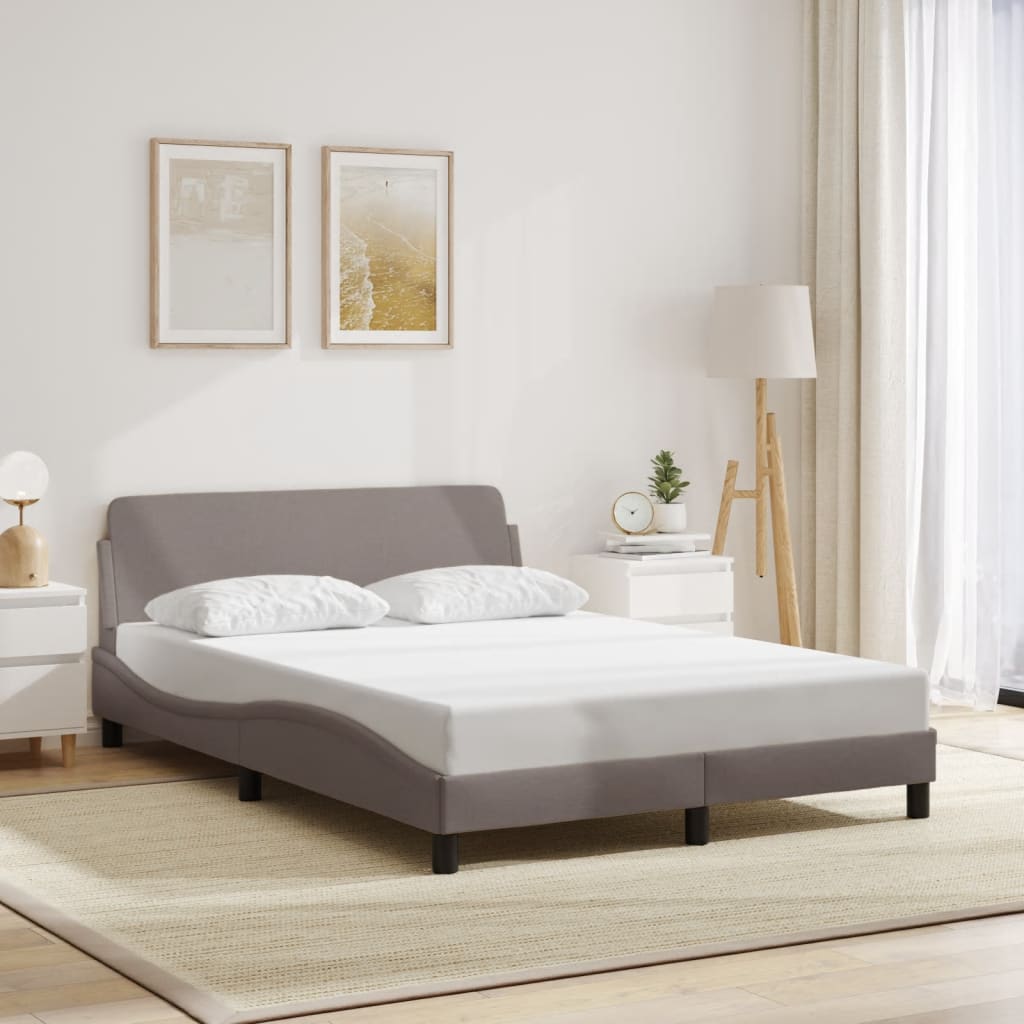 vidaXL Cadru de pat fără saltea, gri taupe, 140x190 cm, textil vidaXL Cadru de pat fără saltea, gri taupe, 140x190 cm, textil