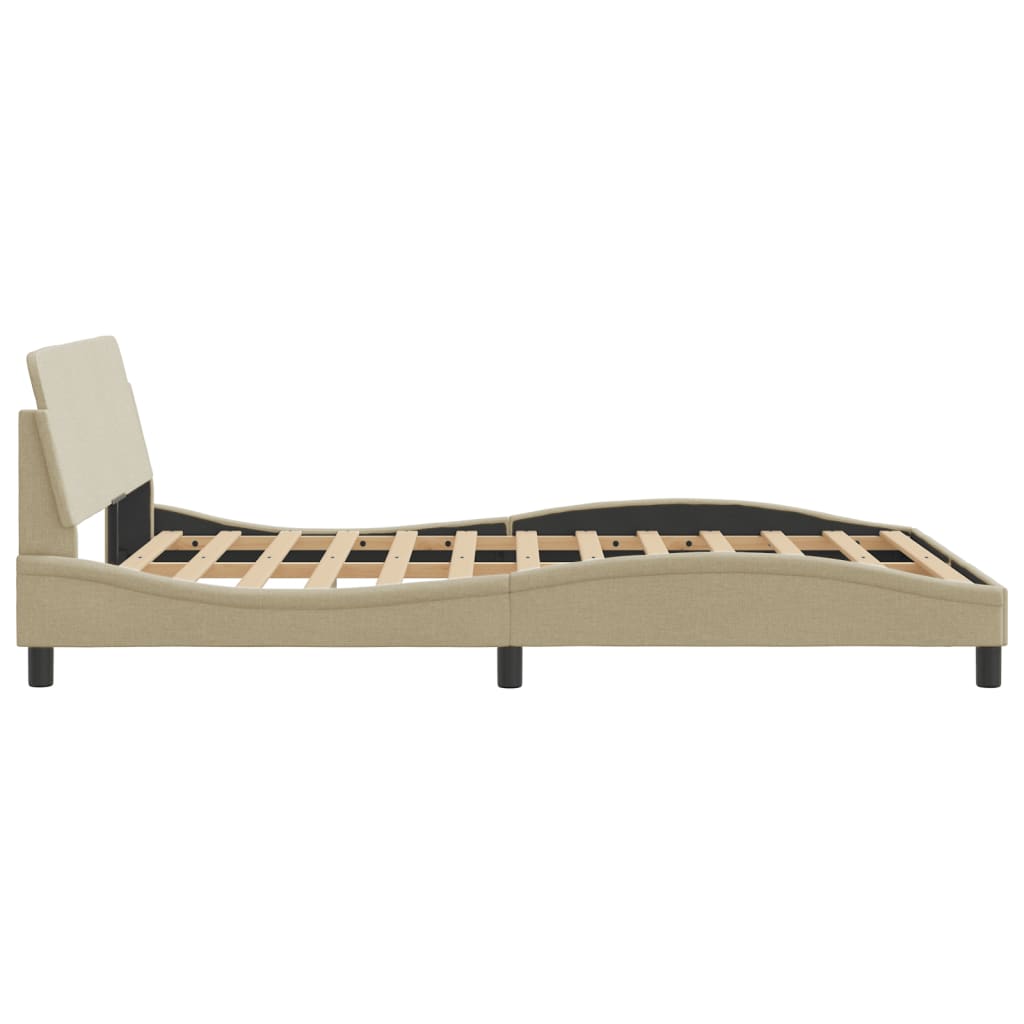 vidaXL Cadru de pat fără saltea, crem, 140x190 cm, textil