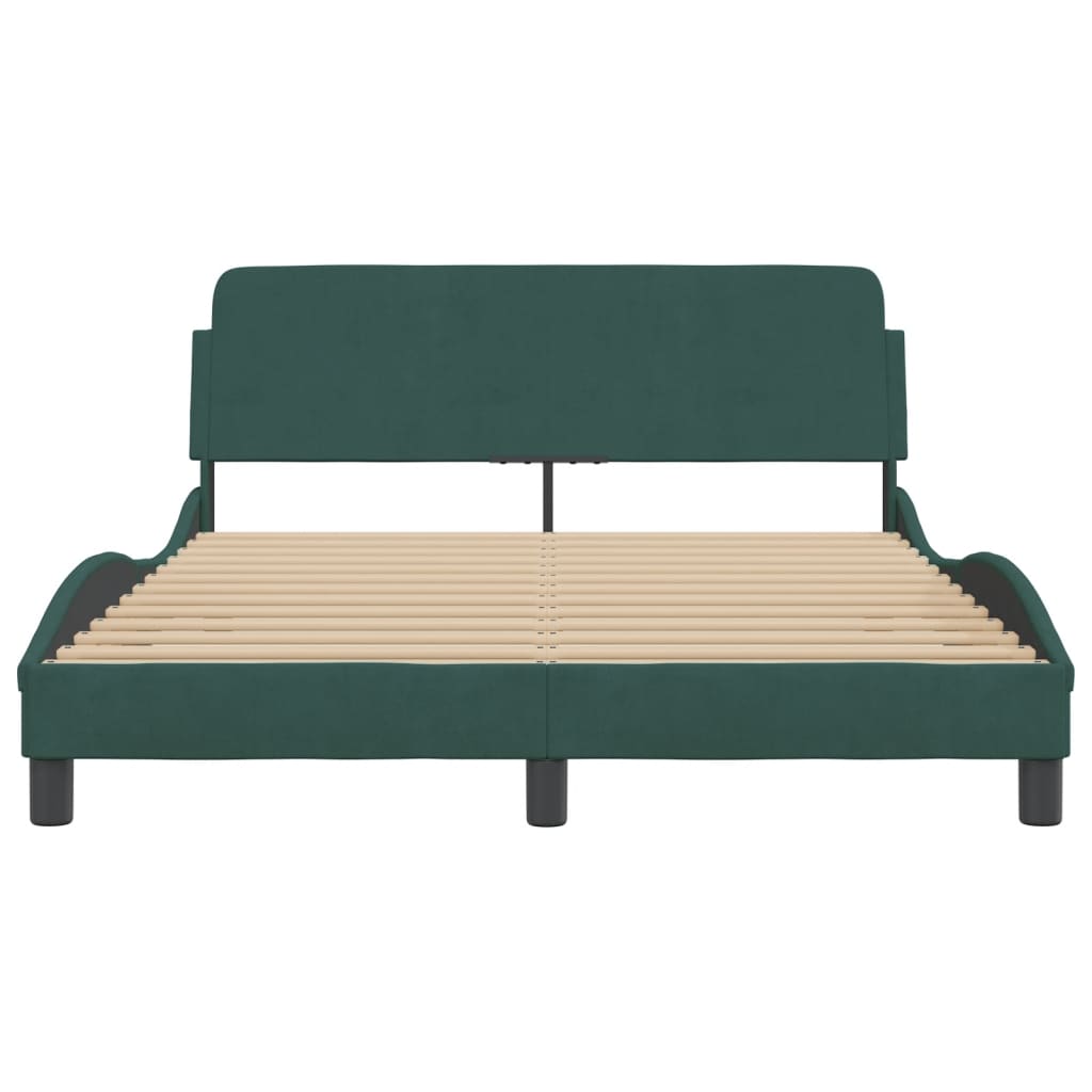 vidaXL Cadru de pat fără saltea, verde închis, 140x190 cm, catifea vidaXL Cadru de pat fără saltea, verde închis, 140x190 cm, catifea
