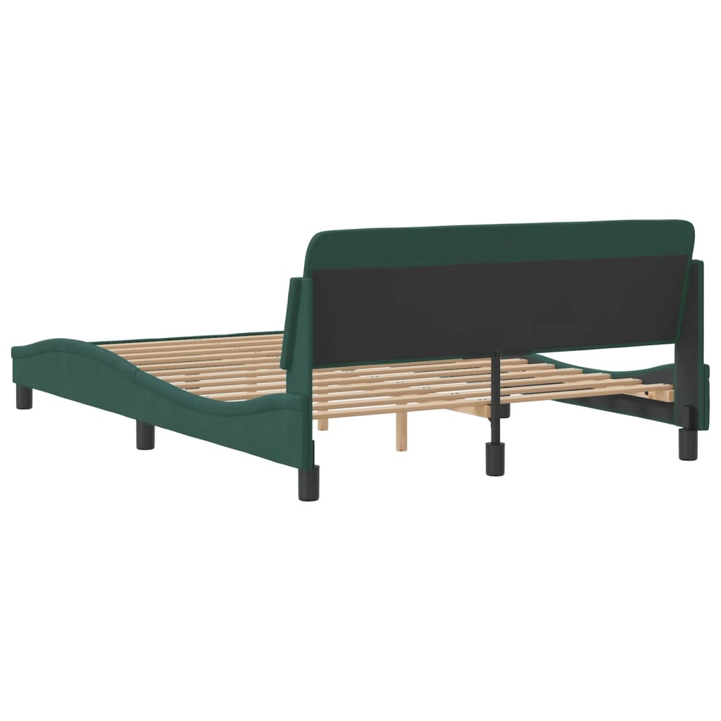 vidaXL Cadru de pat fără saltea, verde închis, 140x190 cm, catifea vidaXL Cadru de pat fără saltea, verde închis, 140x190 cm, catifea