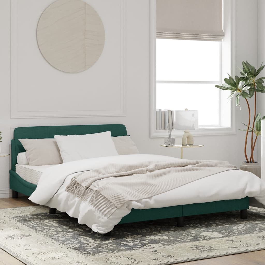 vidaXL Cadru de pat fără saltea, verde închis, 140x190 cm, catifea vidaXL Cadru de pat fără saltea, verde închis, 140x190 cm, catifea