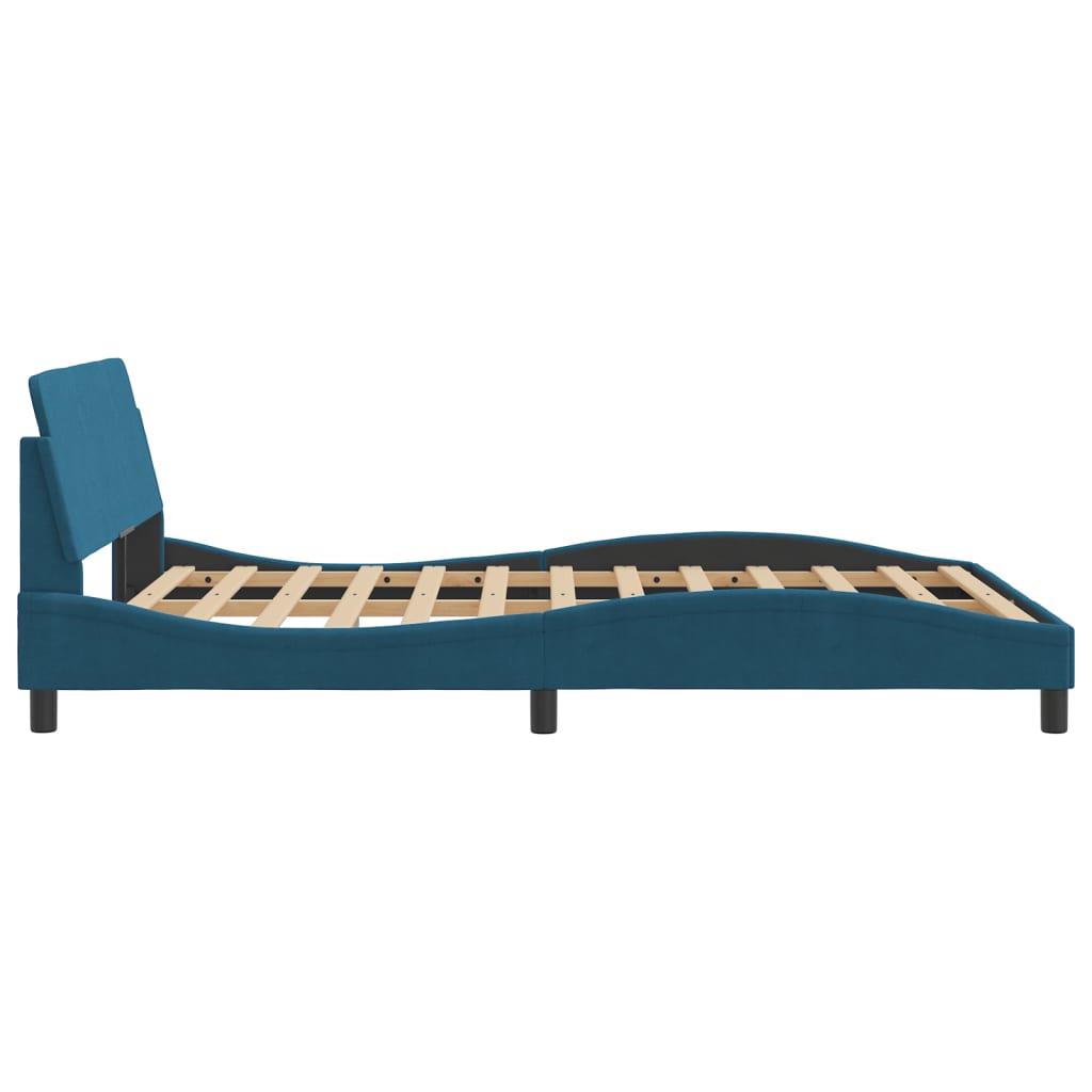 vidaXL Cadru de pat cu tăblie, albastru, 140x190 cm, catifea vidaXL Cadru de pat cu tăblie, albastru, 140x190 cm, catifea