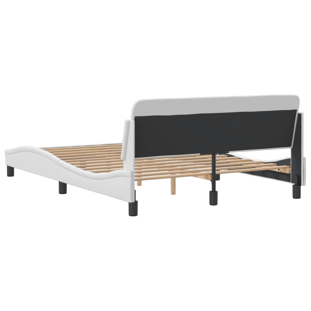 vidaXL Cadru de pat cu tăblie, alb, 140x200 cm, piele ecologică vidaXL Cadru de pat cu tăblie, alb, 140x200 cm, piele ecologică