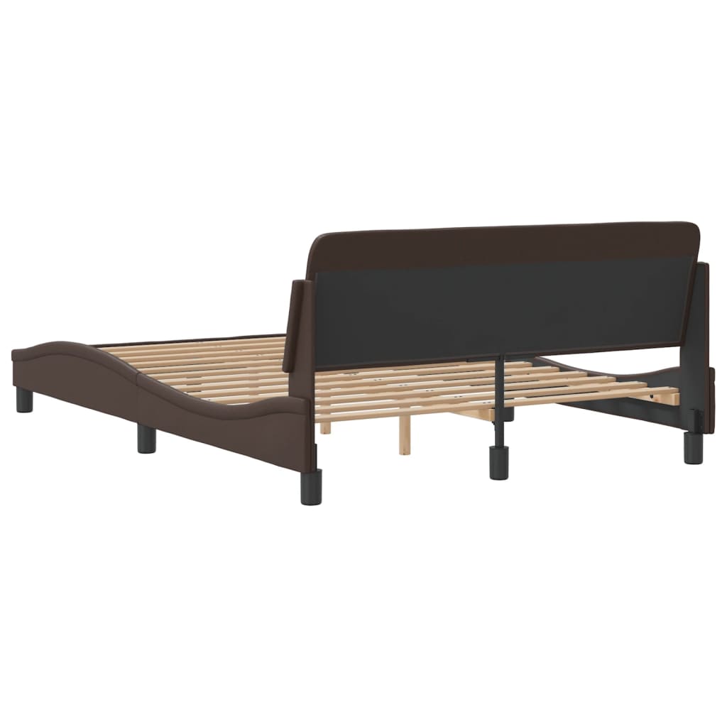 vidaXL Cadru de pat cu tăblie, maro, 140x200 cm, piele ecologică vidaXL Cadru de pat cu tăblie, maro, 140x200 cm, piele ecologică