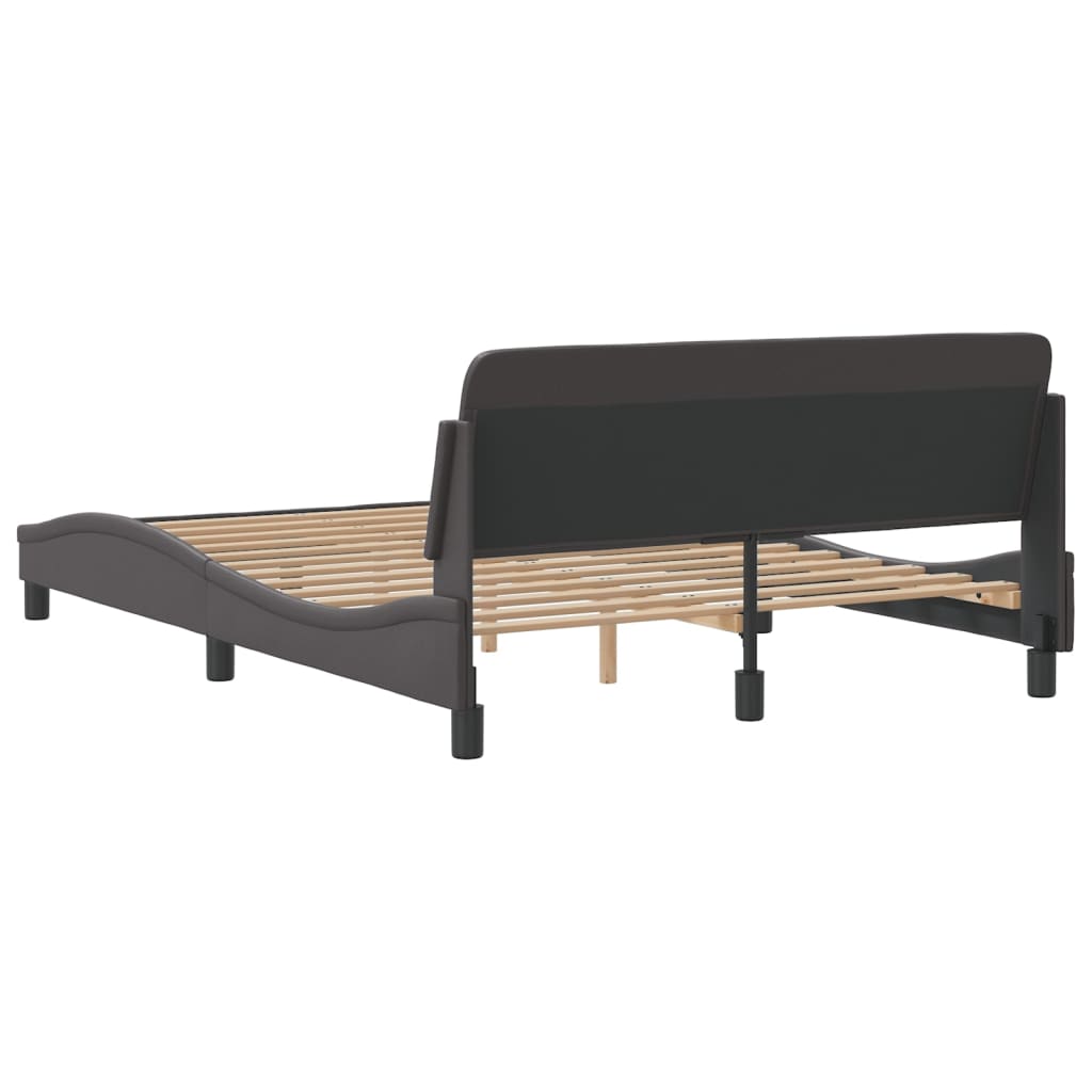 vidaXL Cadru de pat cu tăblie, gri, 140x200 cm, piele ecologică vidaXL Cadru de pat cu tăblie, gri, 140x200 cm, piele ecologică