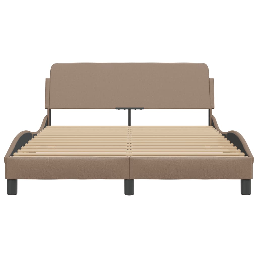 vidaXL Cadru de pat cu tăblie, cappuccino, 140x200 cm, piele ecologică vidaXL Cadru de pat cu tăblie, cappuccino, 140x200 cm, piele ecologică