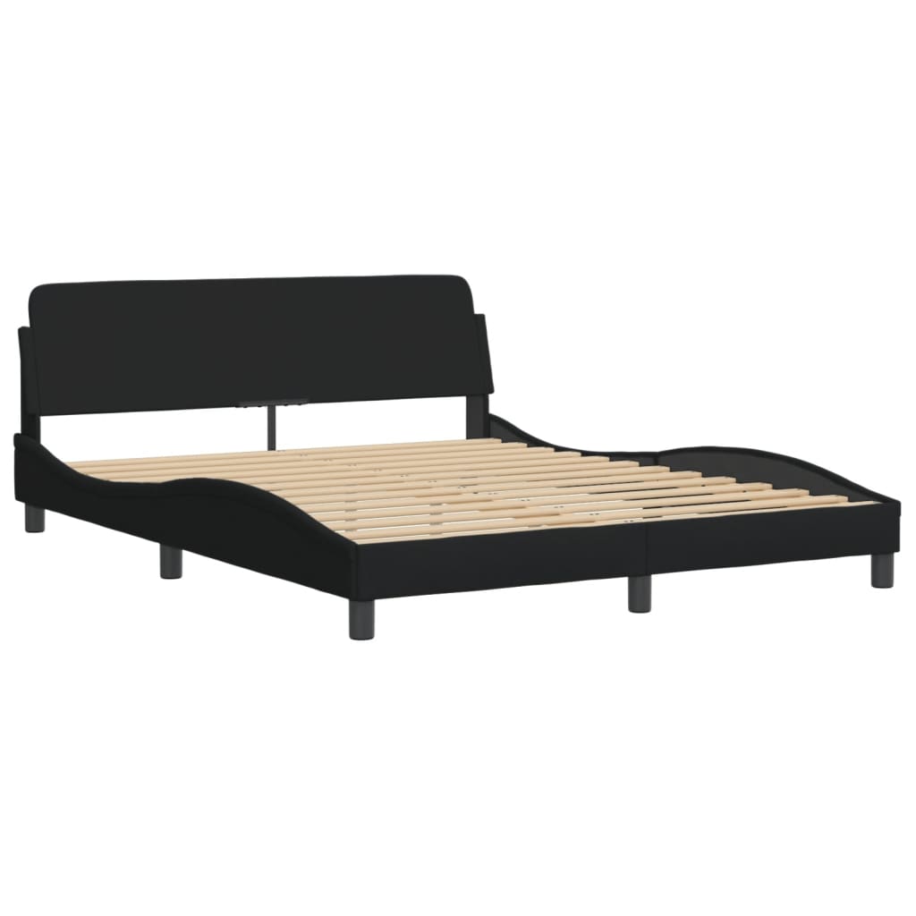 vidaXL Cadru de pat fără saltea, negru, 160x200 cm, textil vidaXL Cadru de pat fără saltea, negru, 160x200 cm, textil