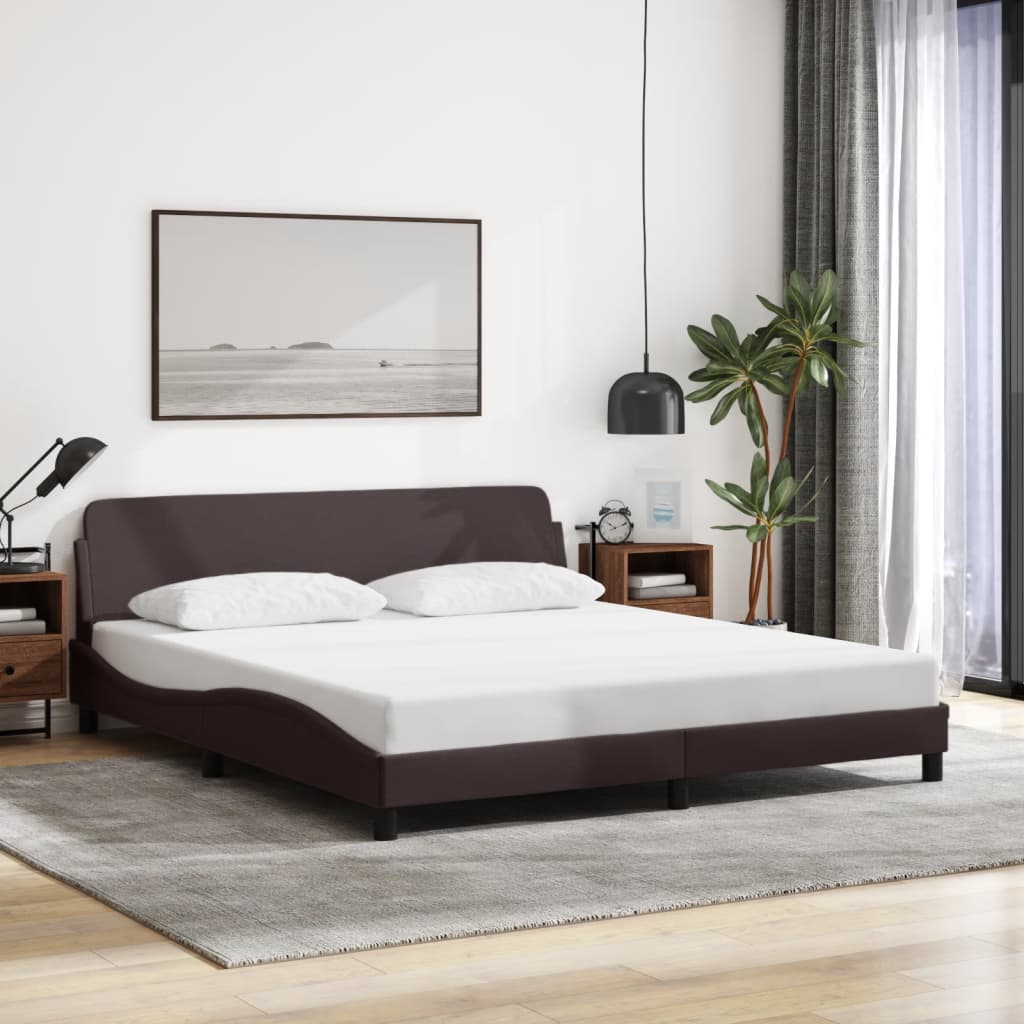 vidaXL Cadru de pat fără saltea, maro închis, 160x200 cm, textil vidaXL Cadru de pat fără saltea, maro închis, 160x200 cm, textil