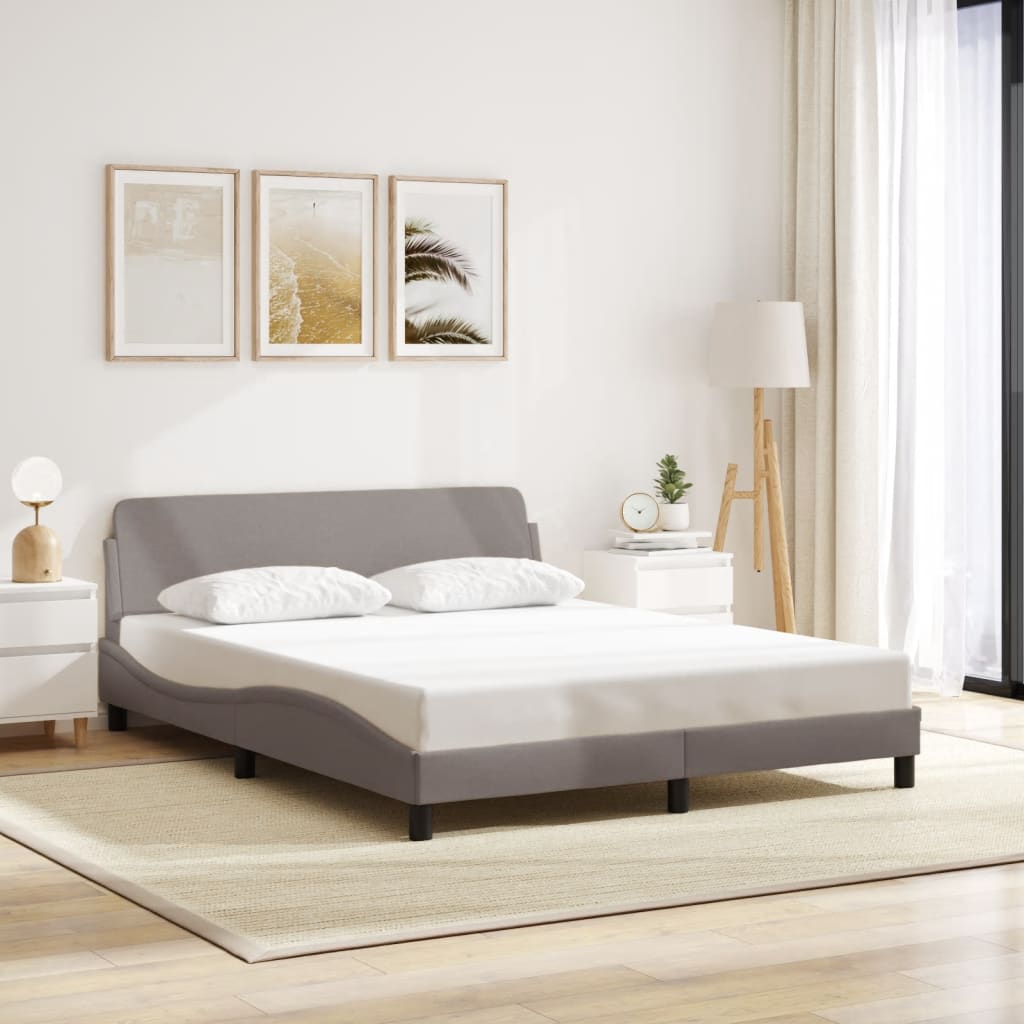 vidaXL Cadru de pat fără saltea, gri taupe, 160x200 cm, textil vidaXL Cadru de pat fără saltea, gri taupe, 160x200 cm, textil