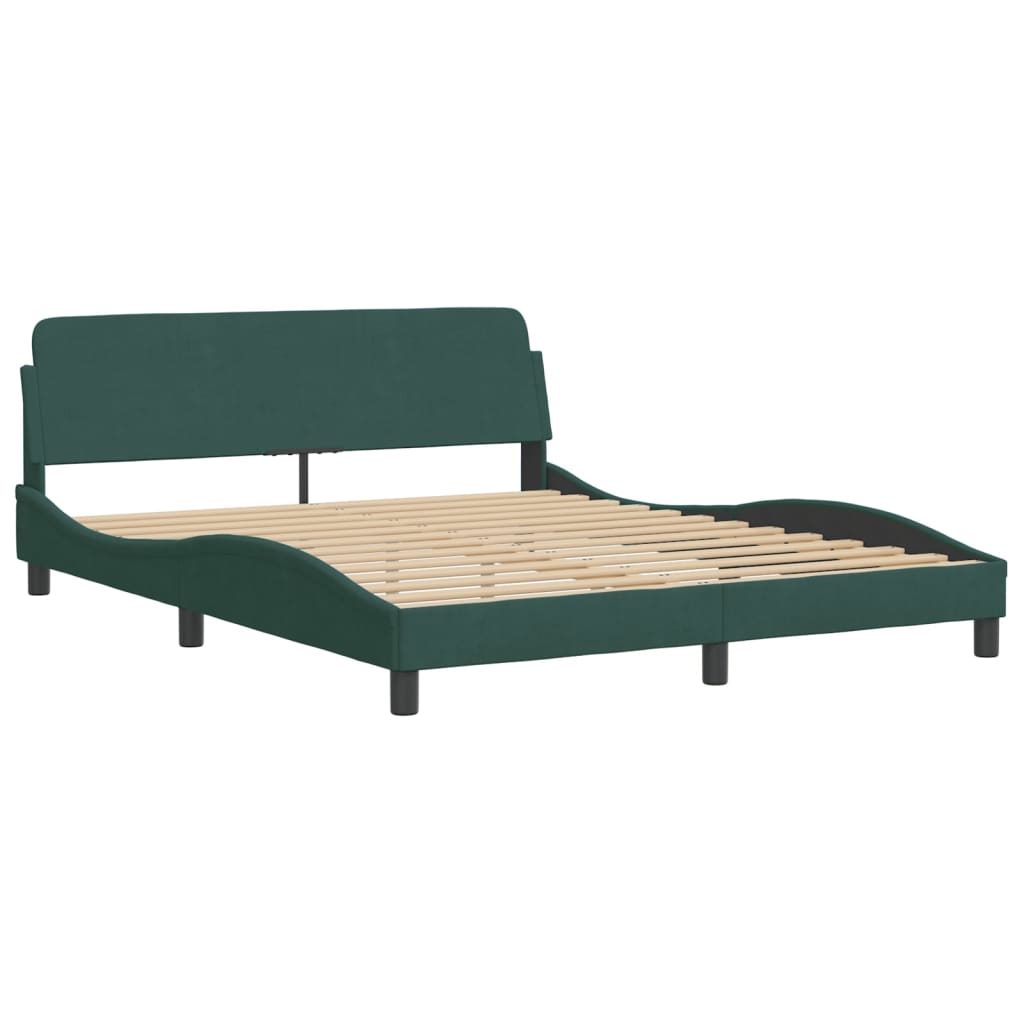 vidaXL Cadru de pat fără saltea, verde închis, 160x200 cm, catifea vidaXL Cadru de pat fără saltea, verde închis, 160x200 cm, catifea