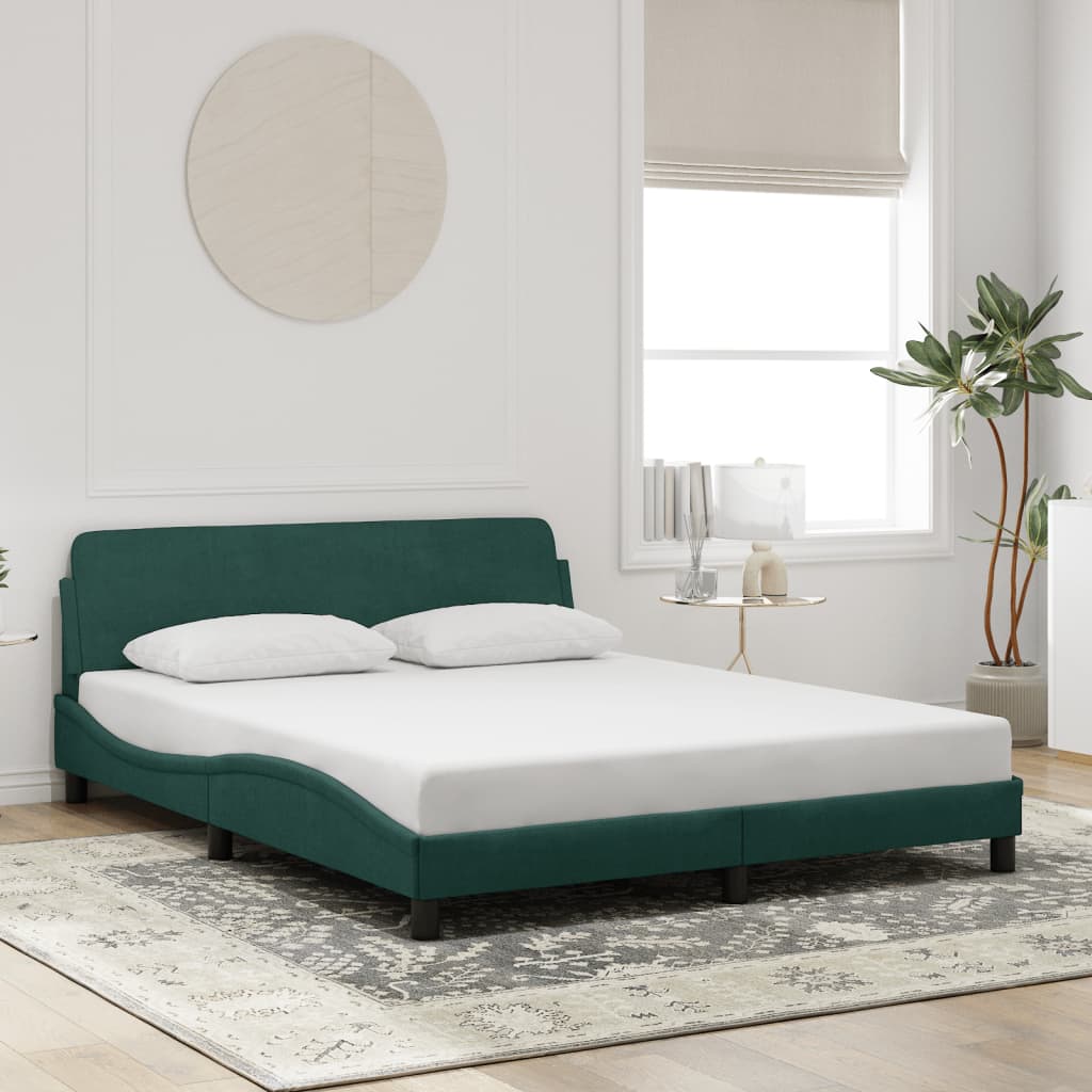 vidaXL Cadru de pat fără saltea, verde închis, 160x200 cm, catifea vidaXL Cadru de pat fără saltea, verde închis, 160x200 cm, catifea