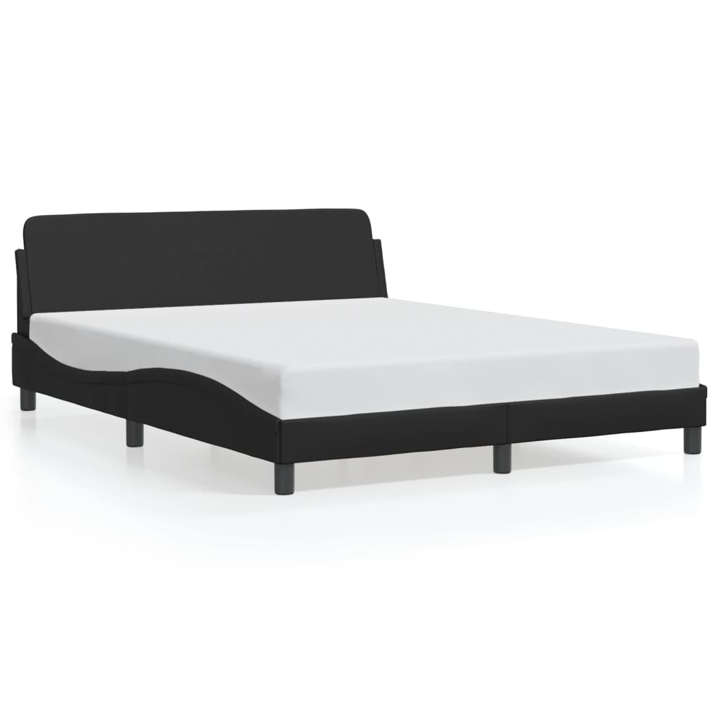 vidaXL Cadru de pat cu tăblie, negru, 160x200 cm, piele ecologică vidaXL Cadru de pat cu tăblie, negru, 160x200 cm, piele ecologică