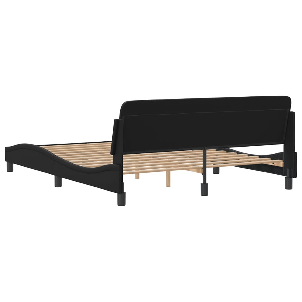 vidaXL Cadru de pat cu tăblie, negru, 160x200 cm, piele ecologică vidaXL Cadru de pat cu tăblie, negru, 160x200 cm, piele ecologică