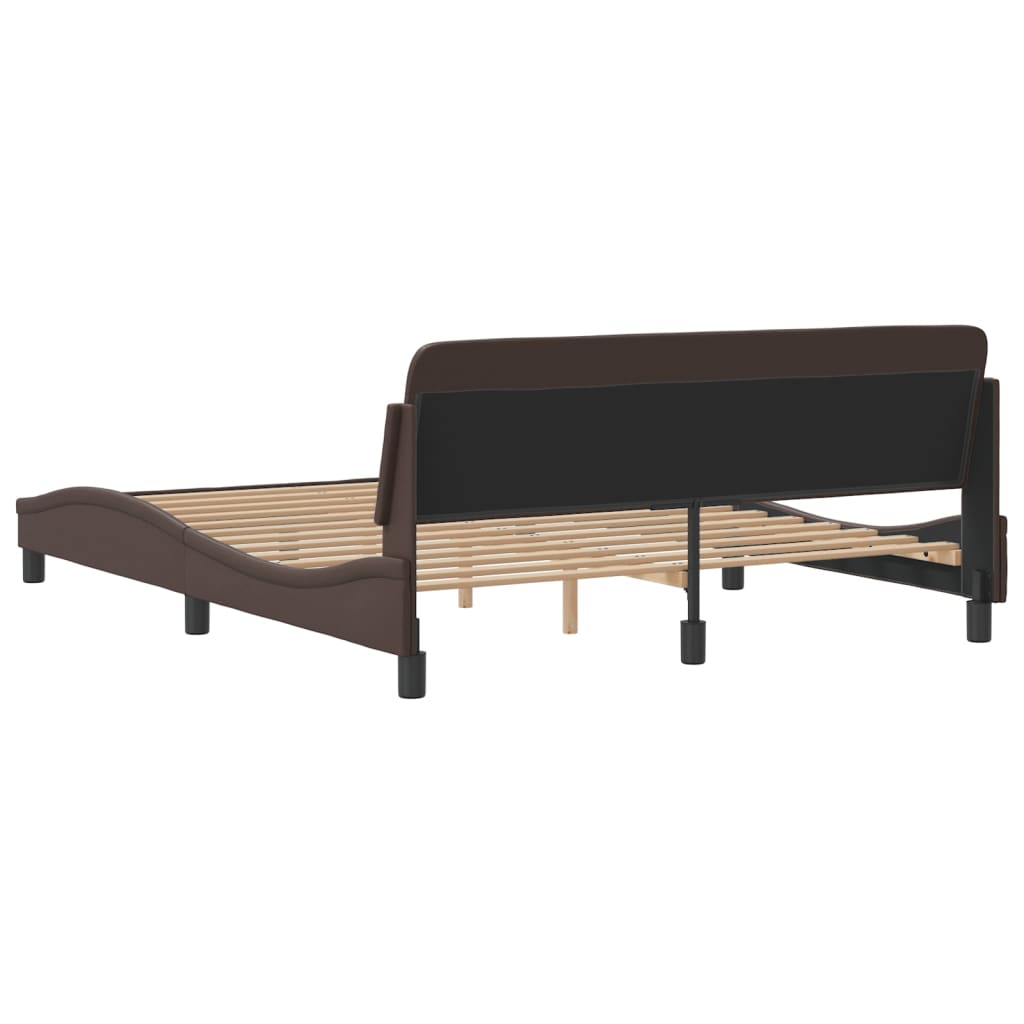 vidaXL Cadru de pat cu tăblie, maro, 160x200 cm, piele ecologică