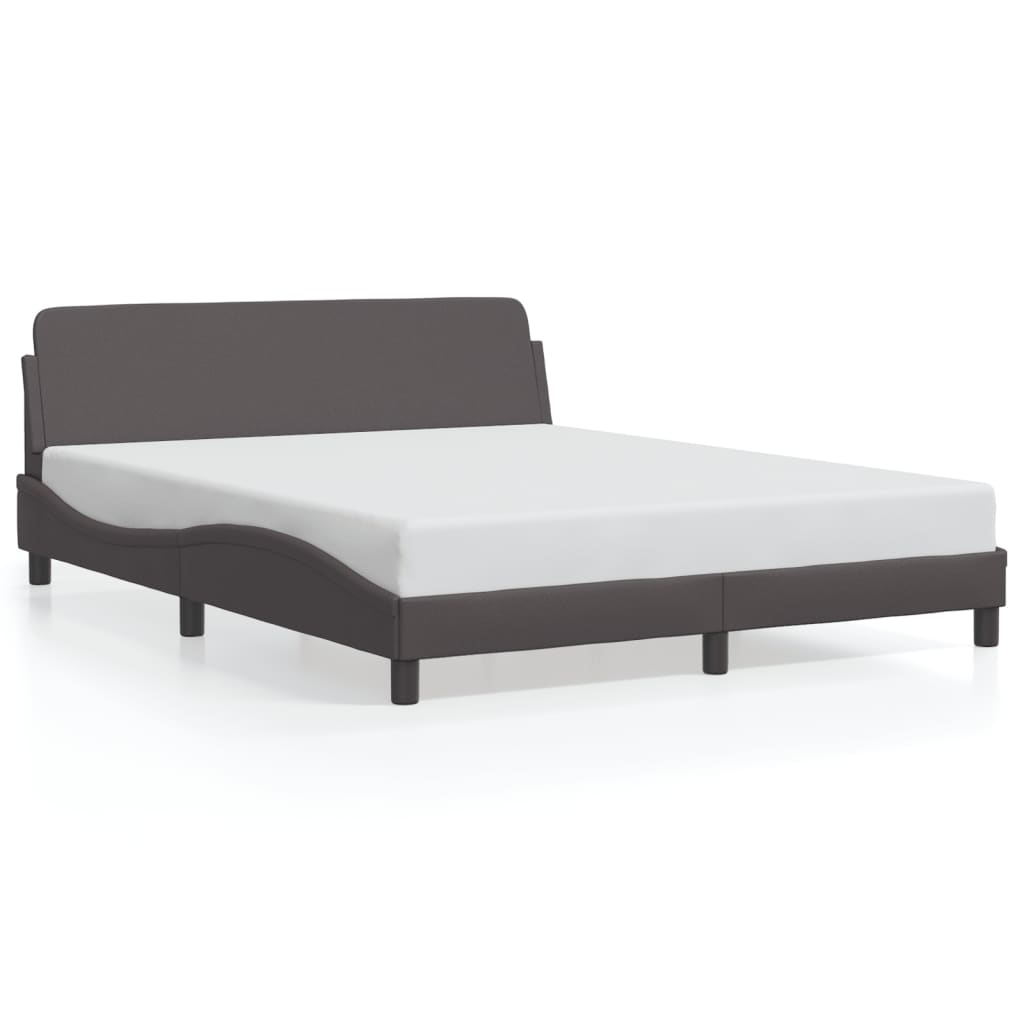 vidaXL Cadru de pat cu tăblie, gri, 160x200 cm, piele ecologică vidaXL Cadru de pat cu tăblie, gri, 160x200 cm, piele ecologică