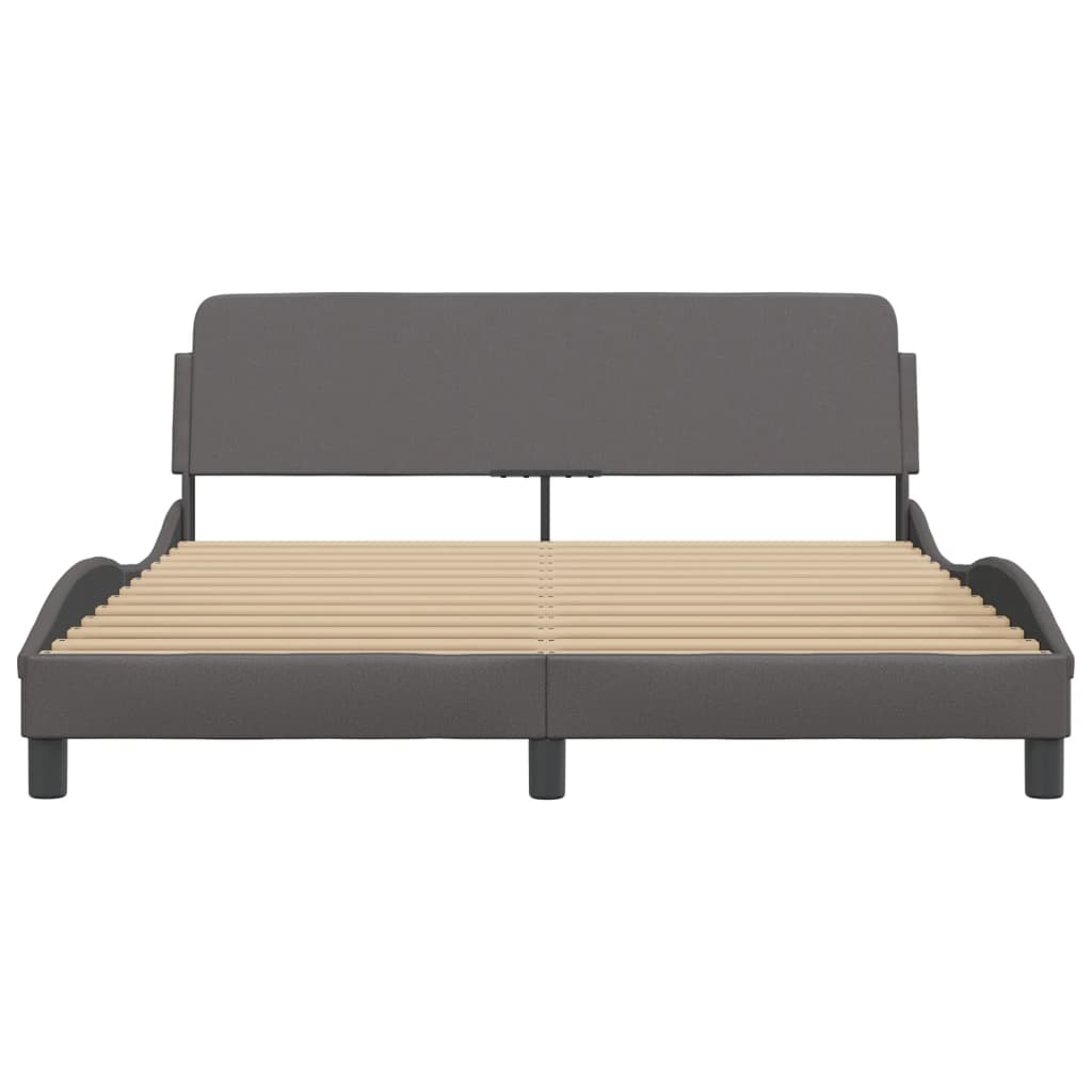 vidaXL Cadru de pat cu tăblie, gri, 160x200 cm, piele ecologică vidaXL Cadru de pat cu tăblie, gri, 160x200 cm, piele ecologică