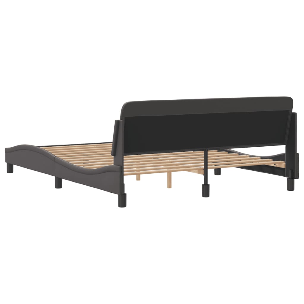 vidaXL Cadru de pat cu tăblie, gri, 160x200 cm, piele ecologică vidaXL Cadru de pat cu tăblie, gri, 160x200 cm, piele ecologică