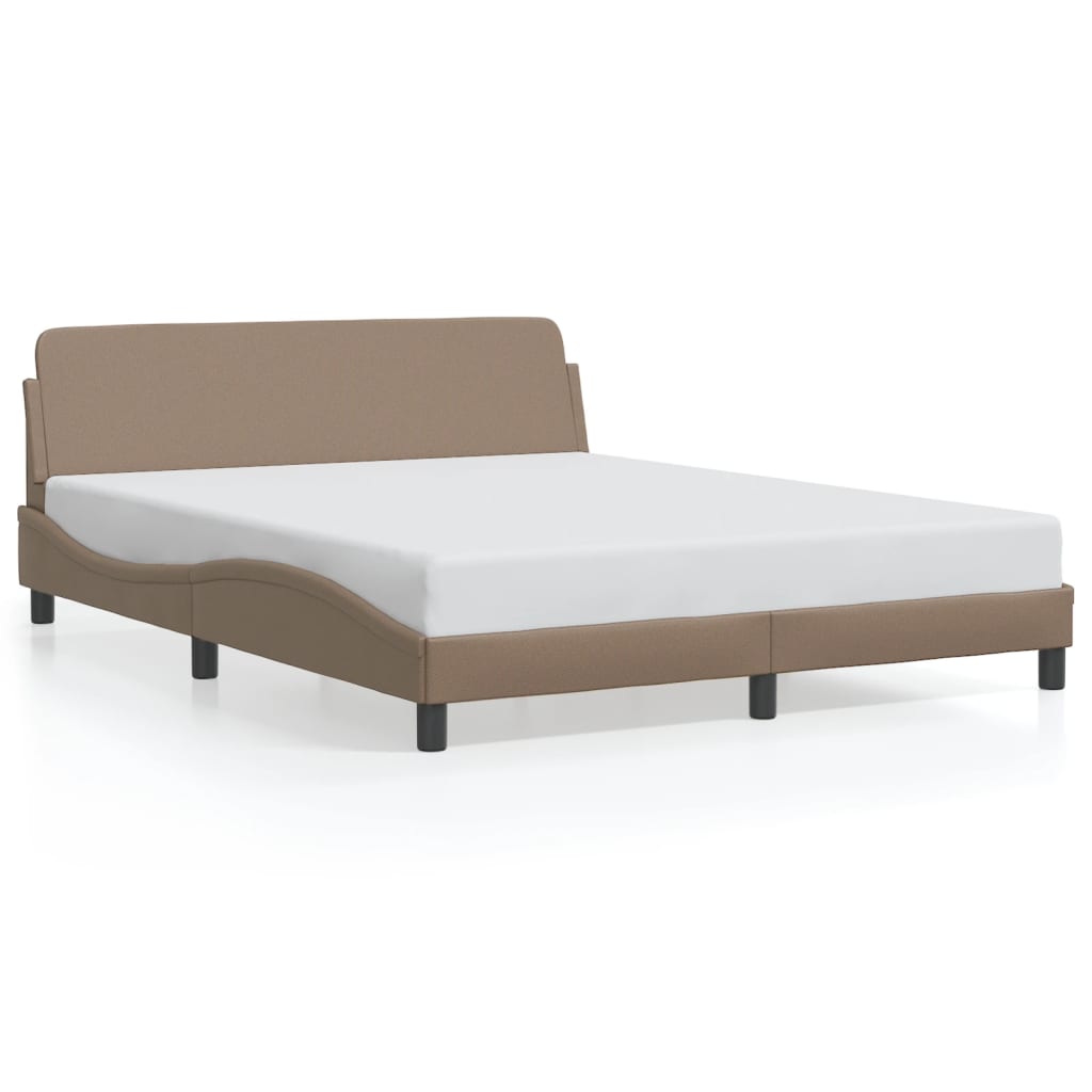 vidaXL Cadru de pat cu tăblie, cappuccino, 160x200 cm, piele ecologică vidaXL Cadru de pat cu tăblie, cappuccino, 160x200 cm, piele ecologică