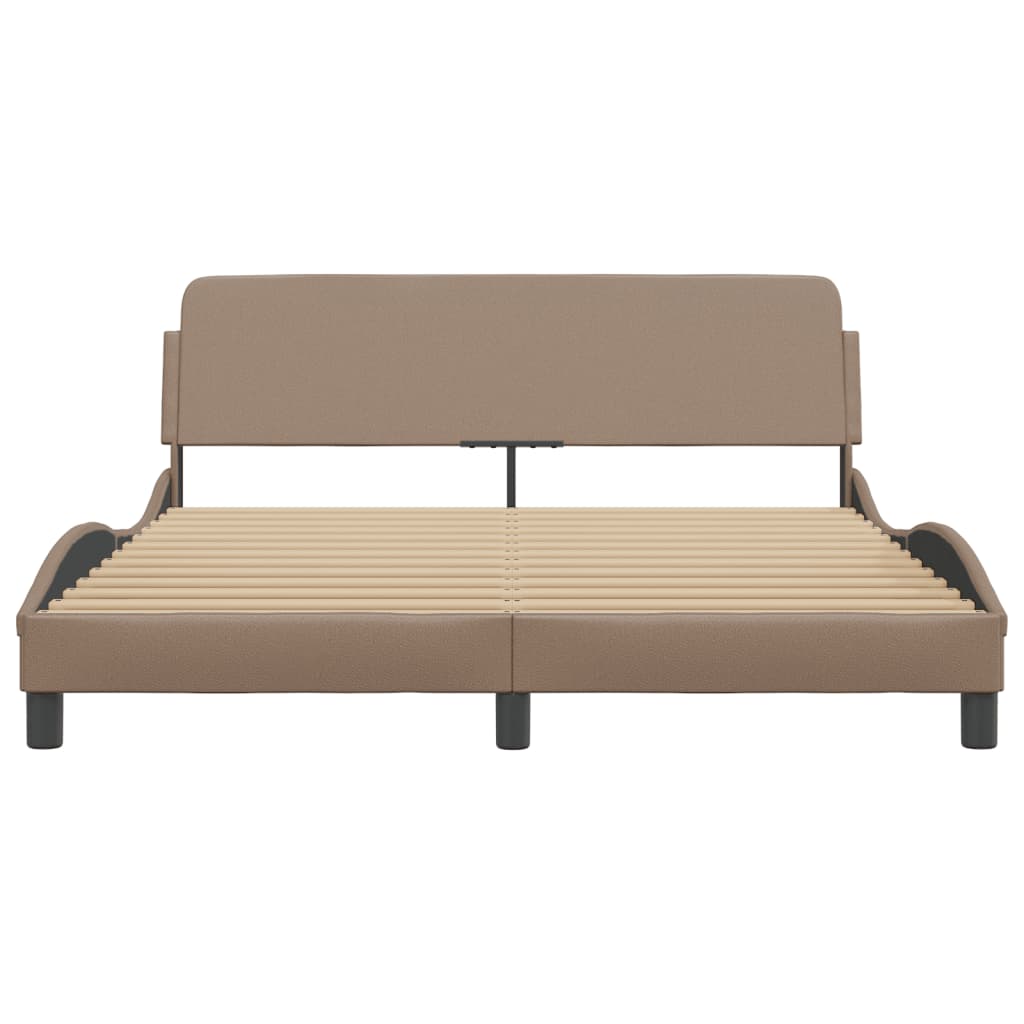 vidaXL Cadru de pat cu tăblie, cappuccino, 160x200 cm, piele ecologică vidaXL Cadru de pat cu tăblie, cappuccino, 160x200 cm, piele ecologică