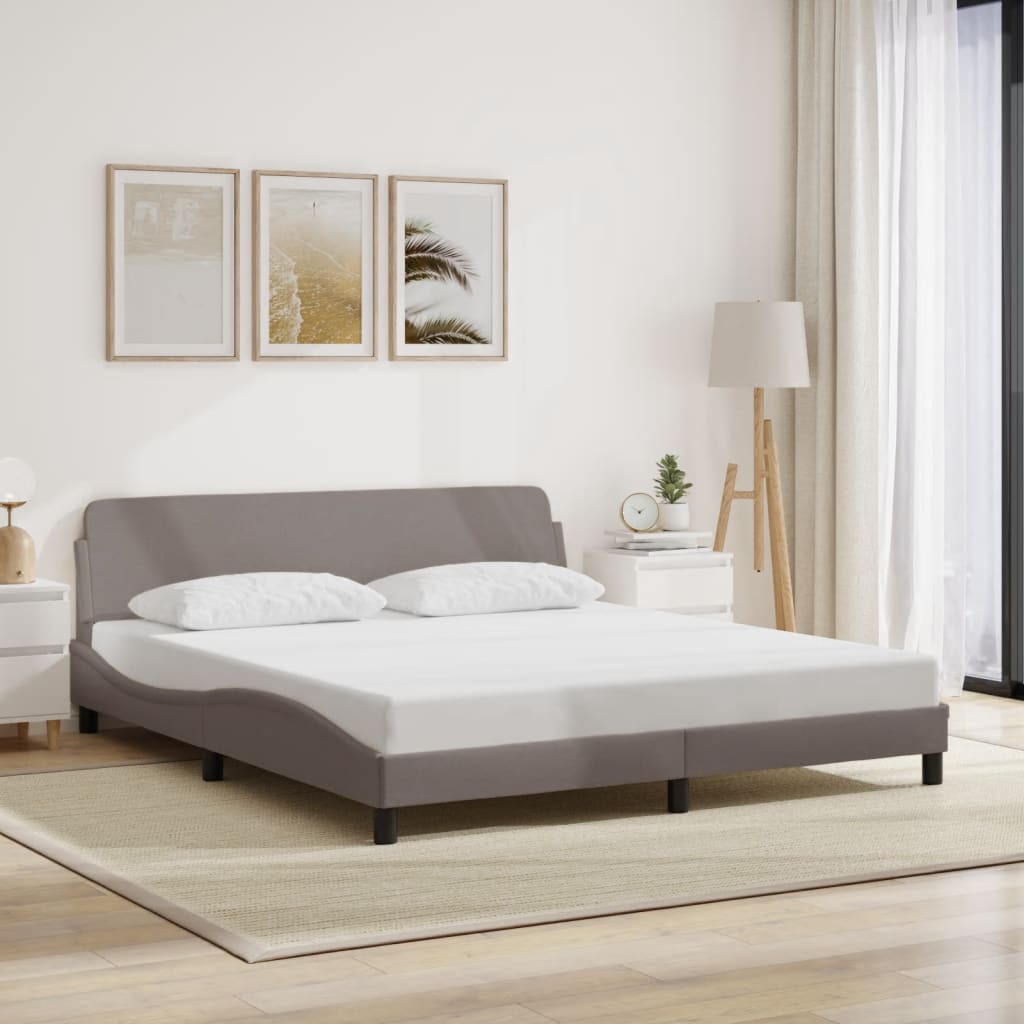 vidaXL Cadru de pat fără saltea, gri taupe, 180x200 cm, textil vidaXL Cadru de pat fără saltea, gri taupe, 180x200 cm, textil