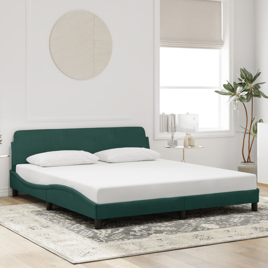 vidaXL Cadru de pat fără saltea, verde închis, 180x200 cm, catifea vidaXL Cadru de pat fără saltea, verde închis, 180x200 cm, catifea
