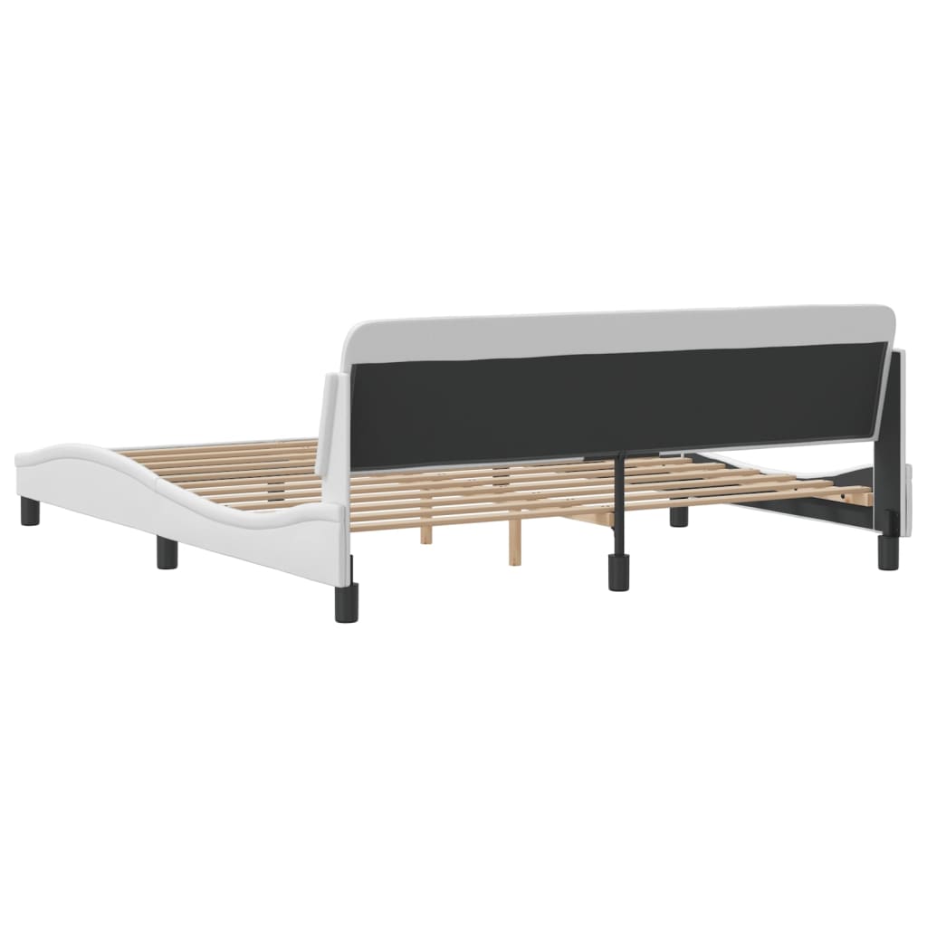 vidaXL Cadru de pat cu tăblie, alb, 180x200 cm, piele ecologică vidaXL Cadru de pat cu tăblie, alb, 180x200 cm, piele ecologică