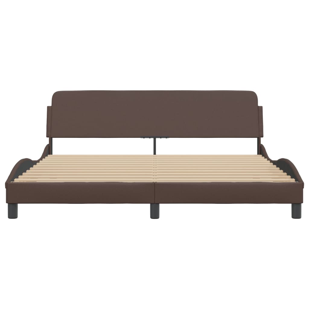 vidaXL Cadru de pat cu tăblie, maro, 180x200 cm, piele ecologică vidaXL Cadru de pat cu tăblie, maro, 180x200 cm, piele ecologică