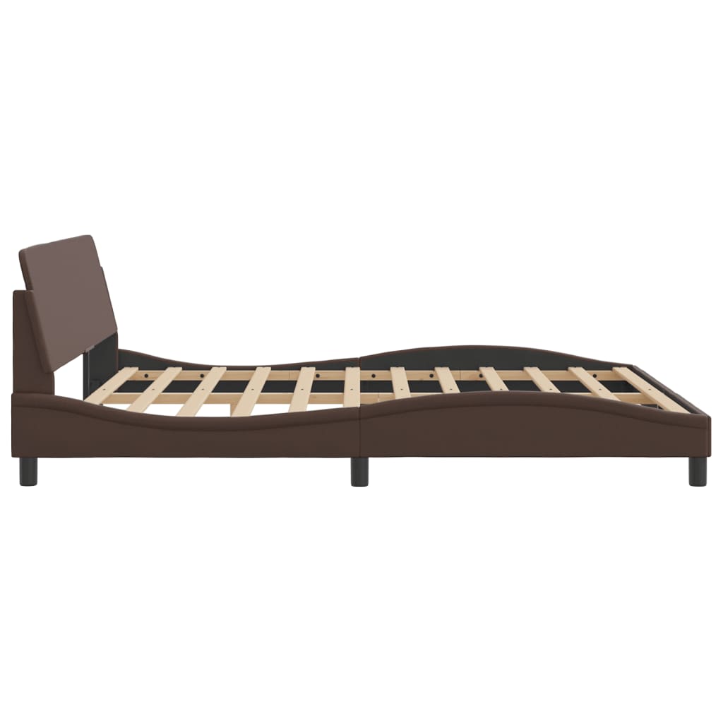 vidaXL Cadru de pat cu tăblie, maro, 180x200 cm, piele ecologică vidaXL Cadru de pat cu tăblie, maro, 180x200 cm, piele ecologică