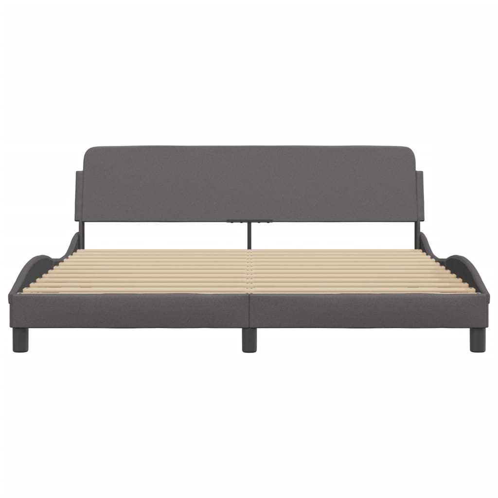vidaXL Cadru de pat cu tăblie, gri, 180x200 cm, piele ecologică vidaXL Cadru de pat cu tăblie, gri, 180x200 cm, piele ecologică