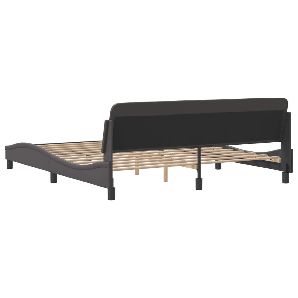 vidaXL Cadru de pat cu tăblie, gri, 180x200 cm, piele ecologică vidaXL Cadru de pat cu tăblie, gri, 180x200 cm, piele ecologică