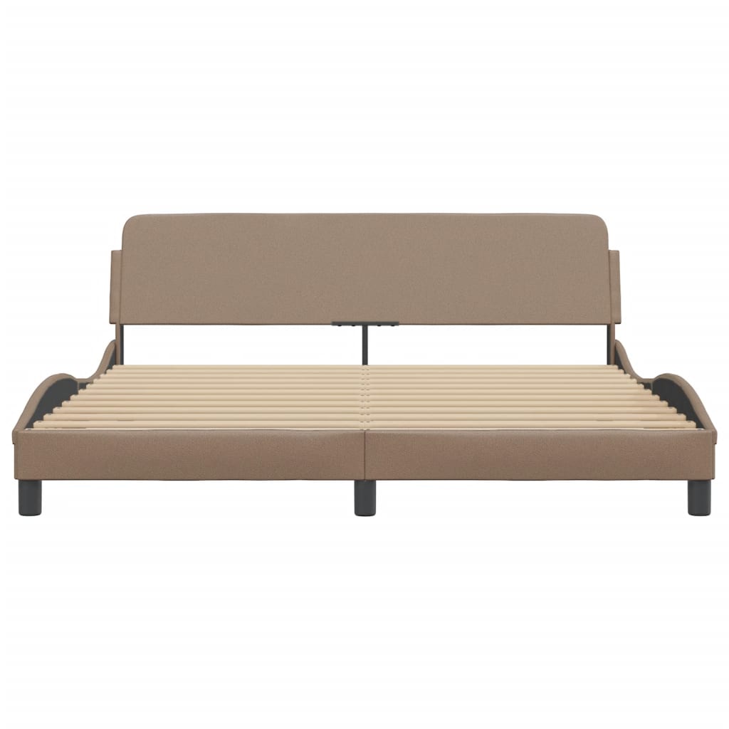 vidaXL Cadru de pat cu tăblie, cappuccino, 180x200 cm, piele ecologică