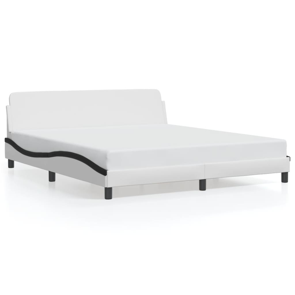 vidaXL Cadru de pat cu tăblie alb și negru 180x200cm piele artificială