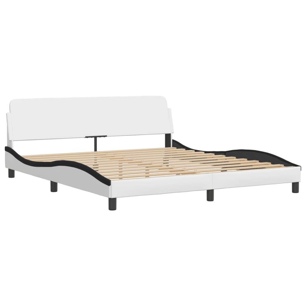 vidaXL Cadru de pat cu tăblie alb și negru 180x200cm piele artificială