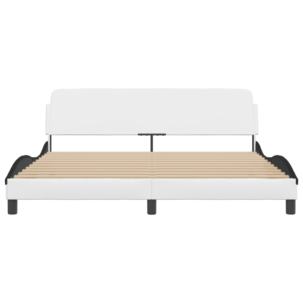 vidaXL Cadru de pat cu tăblie alb și negru 180x200cm piele artificială