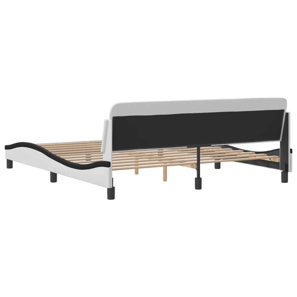vidaXL Cadru de pat cu tăblie alb și negru 180x200cm piele artificială
