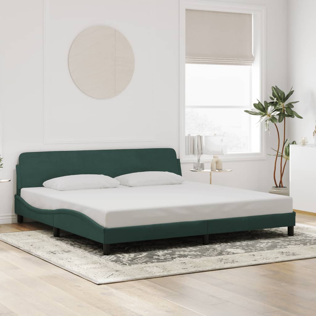 vidaXL Cadru de pat fără saltea, verde închis, 200x200 cm, catifea vidaXL Cadru de pat fără saltea, verde închis, 200x200 cm, catifea