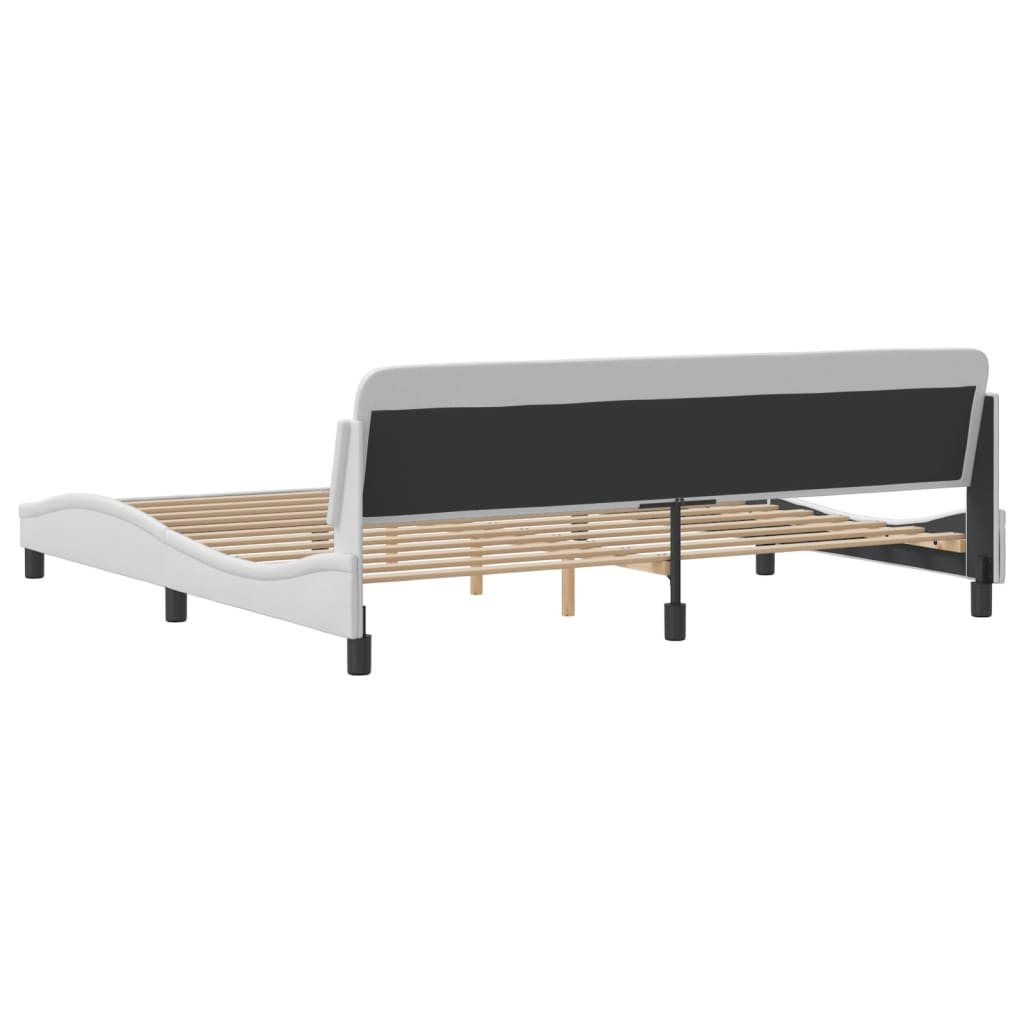 vidaXL Cadru de pat cu tăblie, alb, 200x200 cm, piele ecologică