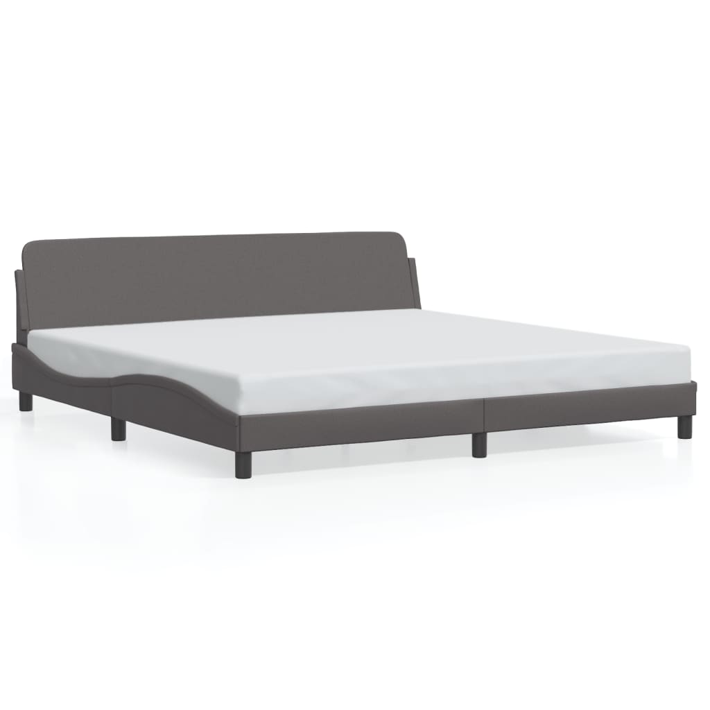 vidaXL Cadru de pat cu tăblie, gri, 200x200 cm, piele ecologică vidaXL Cadru de pat cu tăblie, gri, 200x200 cm, piele ecologică