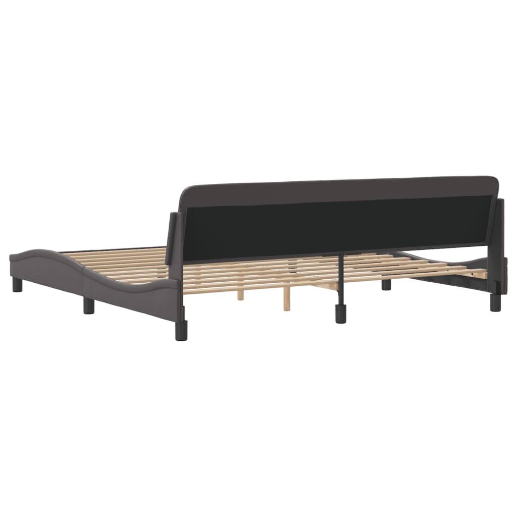 vidaXL Cadru de pat cu tăblie, gri, 200x200 cm, piele ecologică vidaXL Cadru de pat cu tăblie, gri, 200x200 cm, piele ecologică