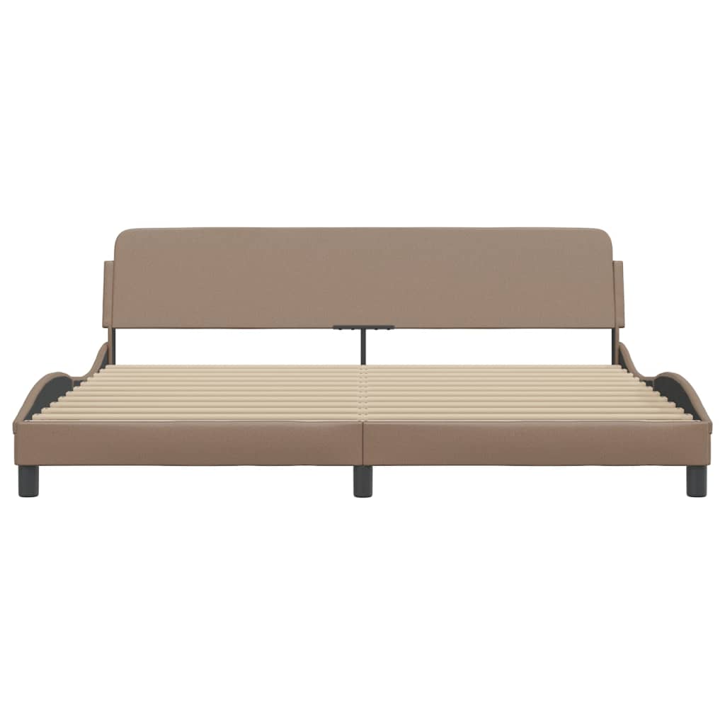 vidaXL Cadru de pat cu tăblie, cappuccino, 200x200 cm, piele ecologică