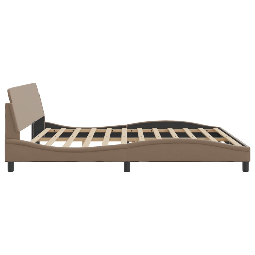 vidaXL Cadru de pat cu tăblie, cappuccino, 200x200 cm, piele ecologică