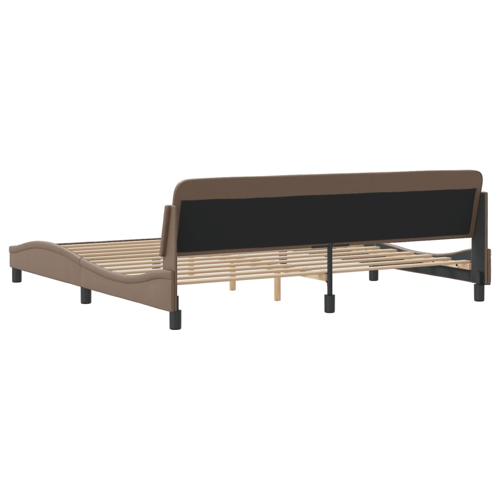 vidaXL Cadru de pat cu tăblie, cappuccino, 200x200 cm, piele ecologică