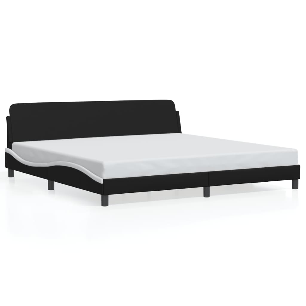 vidaXL Cadru de pat cu tăblie negru și alb 200x200cm piele artificială