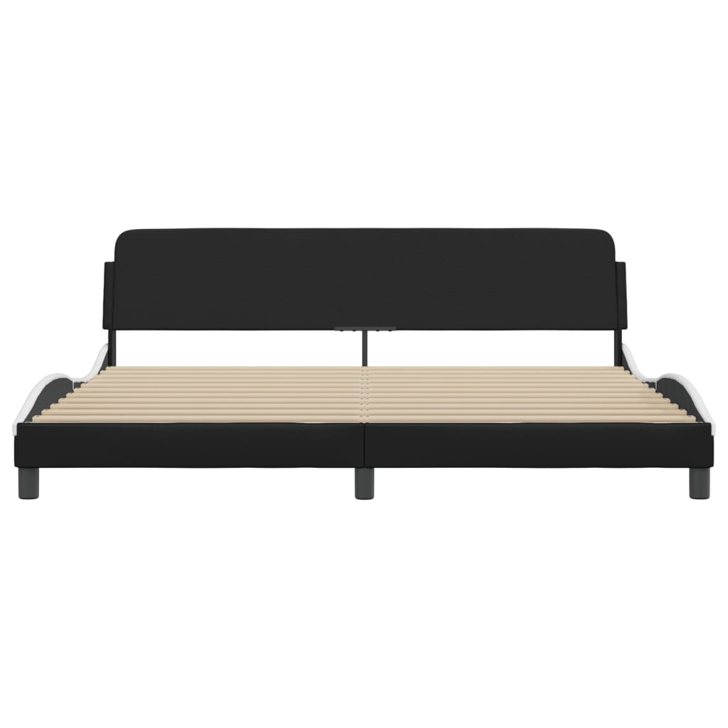 vidaXL Cadru de pat cu tăblie negru și alb 200x200cm piele artificială