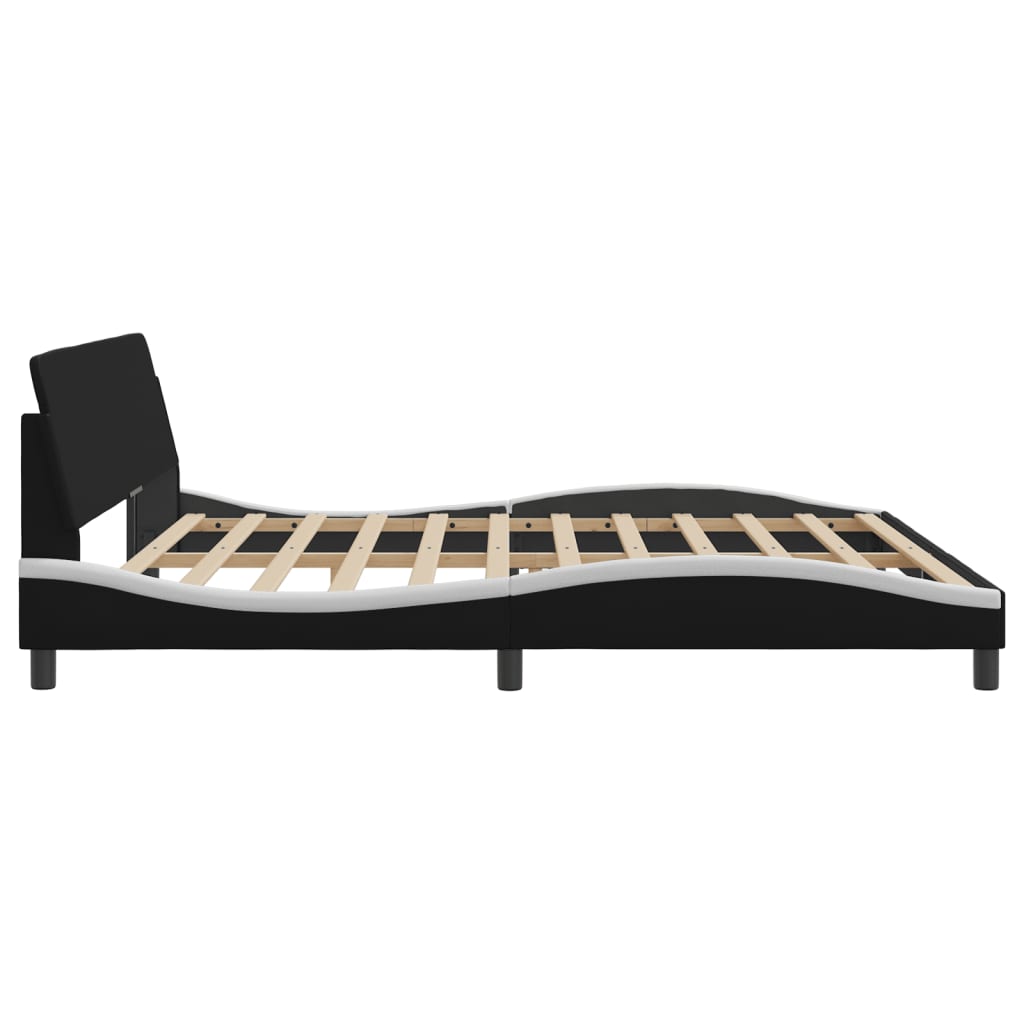 vidaXL Cadru de pat cu tăblie negru și alb 200x200cm piele artificială