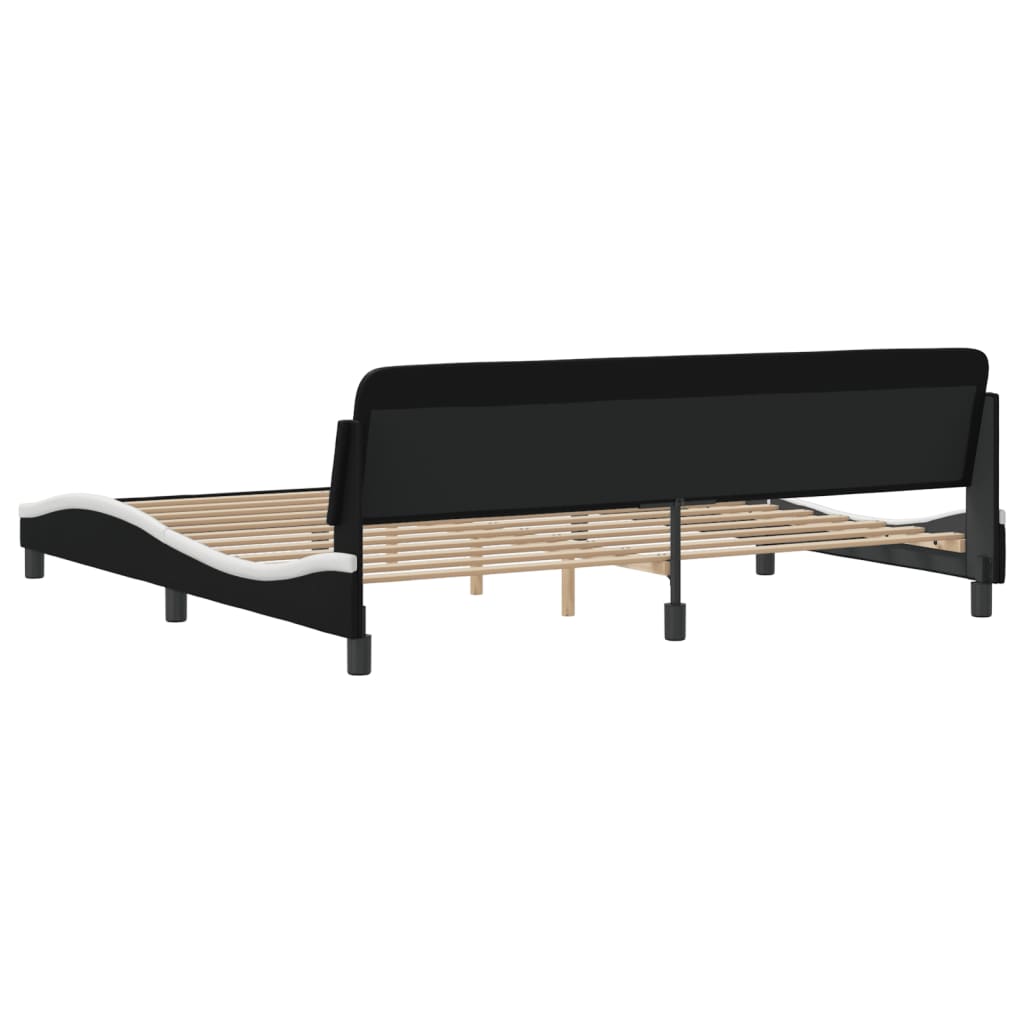 vidaXL Cadru de pat cu tăblie negru și alb 200x200cm piele artificială