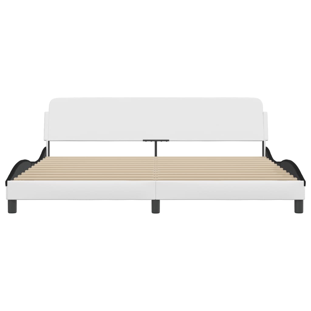 vidaXL Cadru de pat cu tăblie alb și negru 200x200cm piele artificială