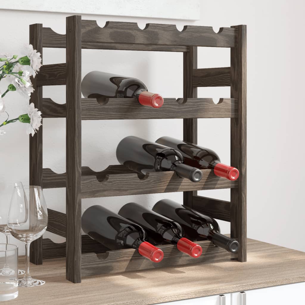 vidaXL Suport sticle de vin, 16 sticle, gri, lemn masiv de pin vidaXL Suport sticle de vin, 16 sticle, gri, lemn masiv de pin
